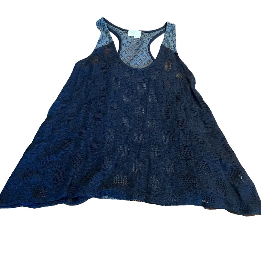 Deletta Women’s Blue Lace Racerback Tank Top Size Small